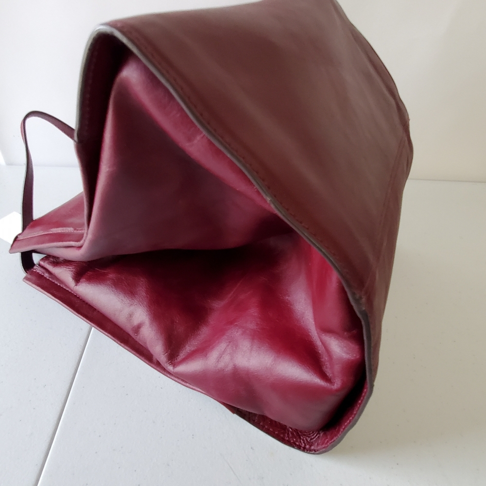 Zara Burgundy Leather Tote Bag - Picture 6 of 13